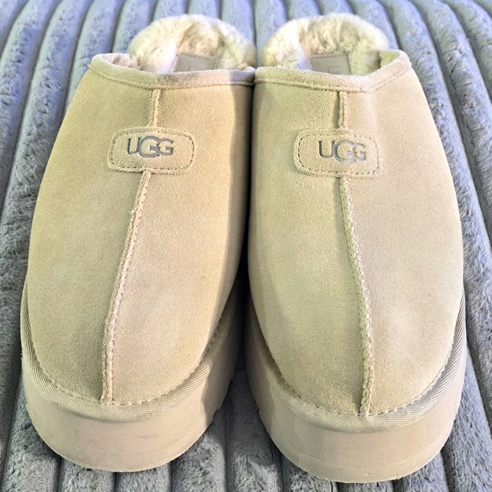 UGG Discoquette Tan Suede Slip-On Slide Slipper Shoes